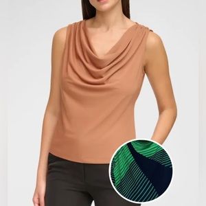 Love, Life, Live Blouse drape beck cowl Size Small top sleeveless green shirt